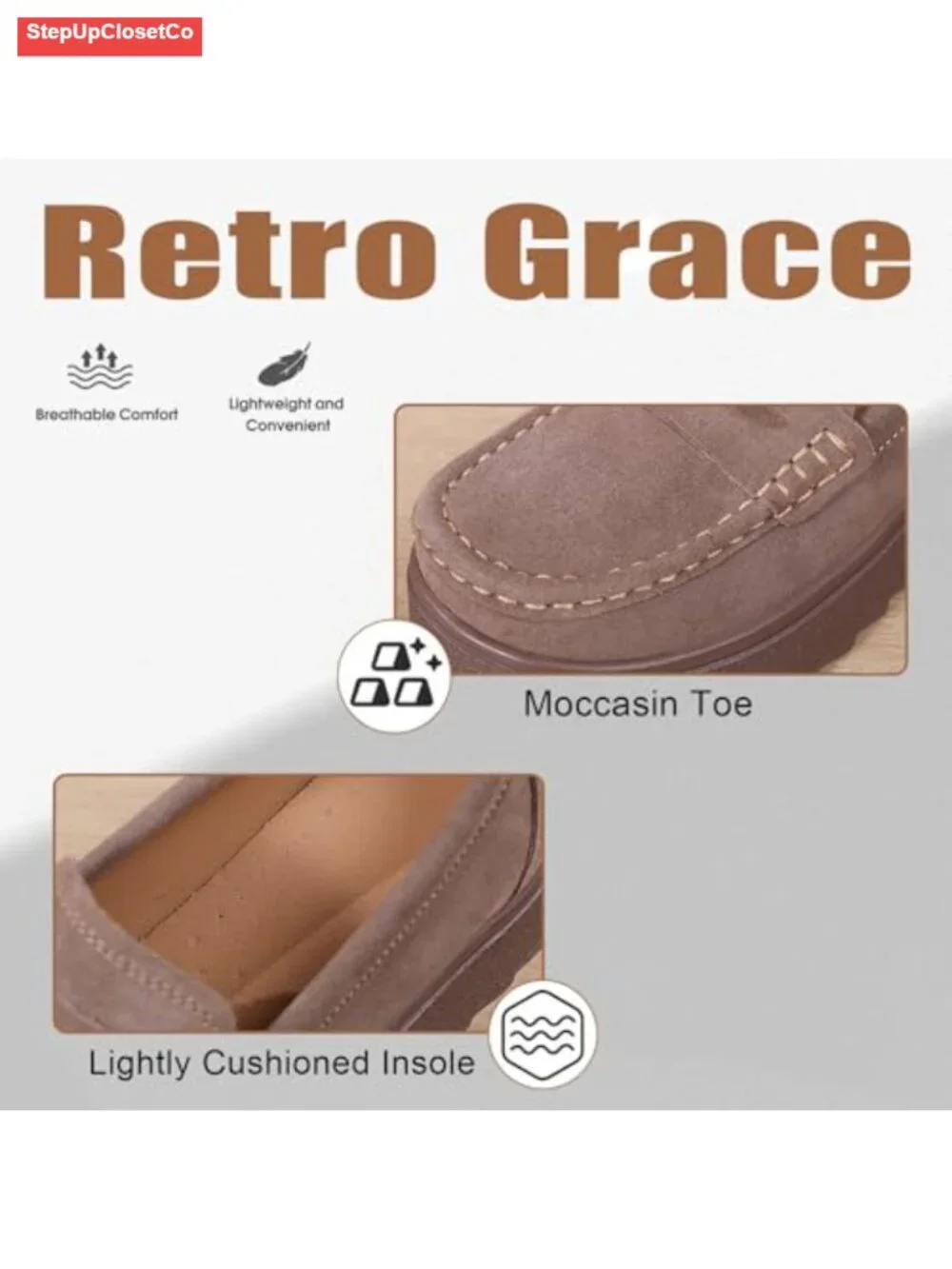 Women's Suede Platform Wedge Loafers Mocc Slip-On Shoes Anti-Slip Lug Sole